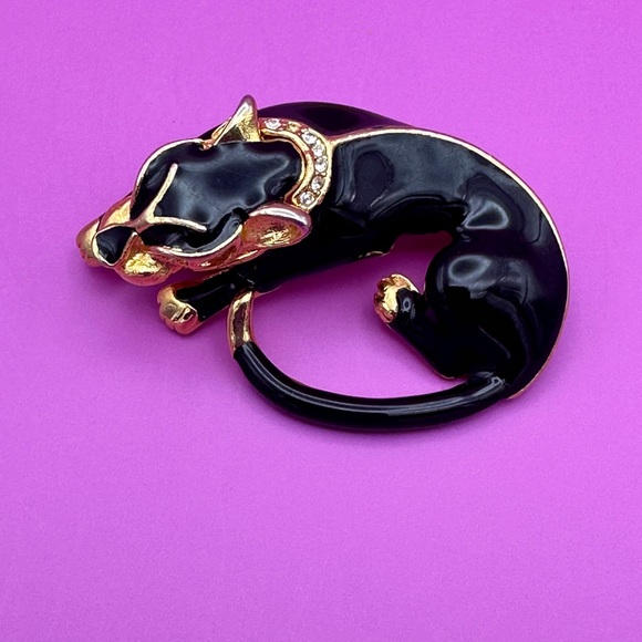 Gerry Weber Jewelry - Gerry Black Panther Gold Tone Brooch Enamel Rhinestone Pin